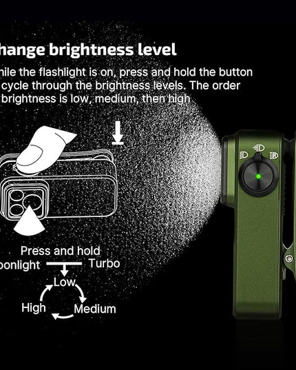 OLIGHT Oclip Pro EDC Flashlight Clip-on Light, Rechargeable 500 Lumens with Three Lighting Solutions Type-C Charging, Magnetic Flash Lights for Signaling, Cycling, Outdoor or Indoor Use(OD Green)