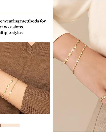 Gold Bracelets Set for Women Stack, Dainty Thick Bracelets Stack for Women Trendy, Simple Thin Gold Plated Cuff Stackable Bracelets With Beaded Cuban Paperclip Snake Rope Bangle Hand Chain Jewelry Gifts for Women Non Tainish