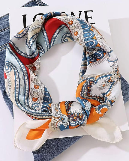 Head Bandanas Scarf for Women Silk Satin Hair Scarf Lightweight Vintage Fashion Square Neck Scarves Gift