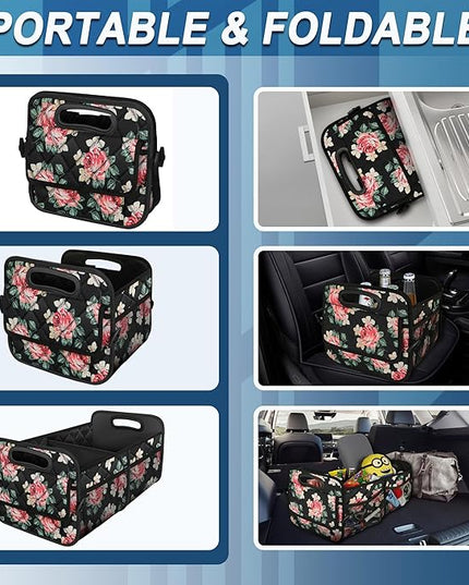 Deosk Car Trunk Organizer for SUV, Car Organizers and Storage with 6 Pocket, Car Accessories for Women/Men 50L Waterproof Polyester Trunk Organizer(Medium, Floral)