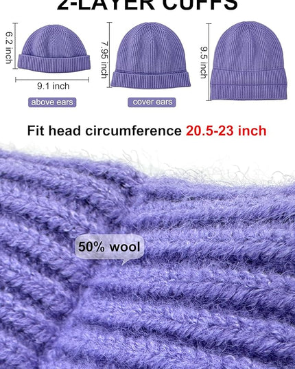 vidsel Thin Wool Fisherman Beanie Hat for Men Women Fall Winter,Short Knit Cuffed Fashion Trawler Skull Cap,Watch Cap