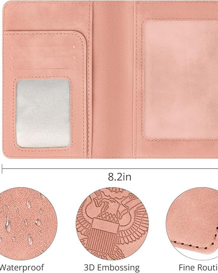 Passport Holder for Travel Essentials,RFID Blocking Passport Cover Wallet Card Case for Women and Men (Light Pink)