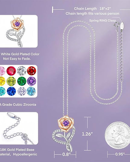 LAVALE Heart Birthstone Necklace for Women, Ideal Anniversary Birthday Gifts for Women Wife Girlfriend Her, Amazing Valentine's day Gift for Mom Women
