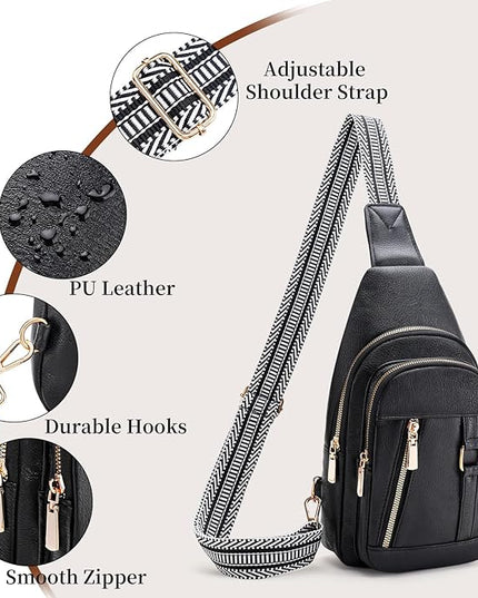 FALAN MULE Crossbody Bags for Women Trendy Leather Sling Chest Bag Fanny Packs for Women