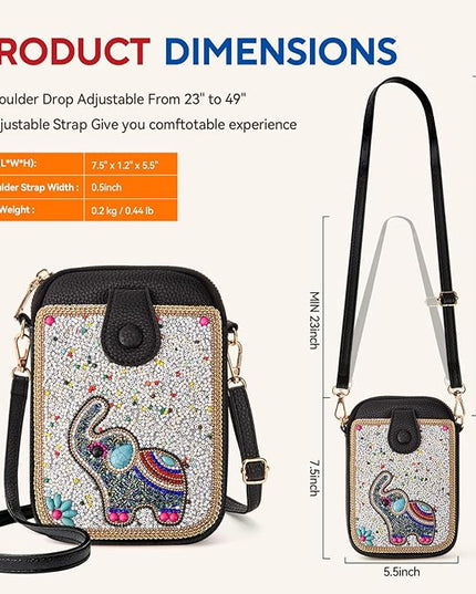 Women's Small Crossbody Cell Phone Bag, Boho Colorful Beaded Purse Wallet with Handmade Cute Patterns