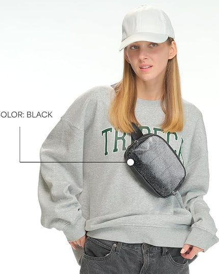 C.C Ombre Rhinestone Fanny Pack – Glitter Crossbody Waist Bag with Adjustable Strap, Multi Color (Ombre Rhinestone - black)