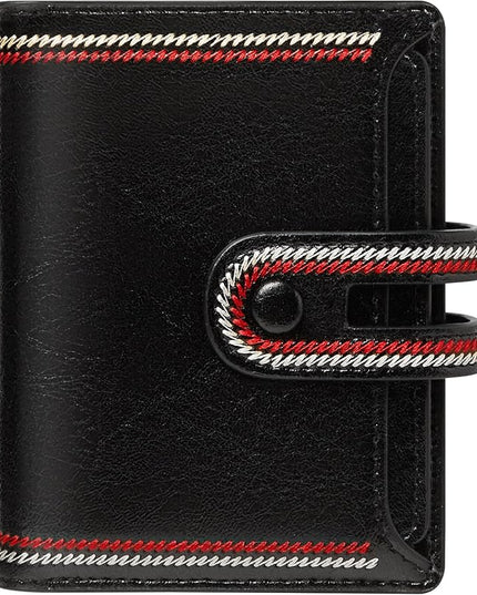TFKGS Small Wallet for Women Vegan Leather RFID Blocking Bifold Compact Credit Card Holder with Zipper Coin Pocket Black
