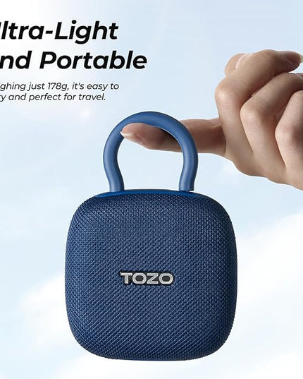TOZO PE1 Portable Bluetooth Speakers with Adjustable Carabiner, Mini Bluetooth Wireless Shower Speaker with IPX8 Waterproof, 32H Playtime Punchy Bass Audio Speaker for Home, Outdoor and Travel, Blue