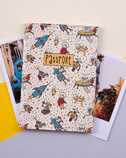 Passport Cover for Kids, Women and Men, Cute Travel Passport Holder (Cat Robot Pattern)