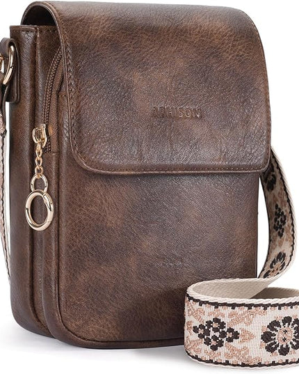 APHISON Small Crossbody Bags for Women Trendy, Leather Phone Wallet Purses Handbags Card Slots with Adjustable Guitar Strap