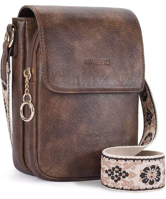 APHISON Small Crossbody Bags for Women Trendy, Leather Phone Wallet Purses Handbags Card Slots with Adjustable Guitar Strap