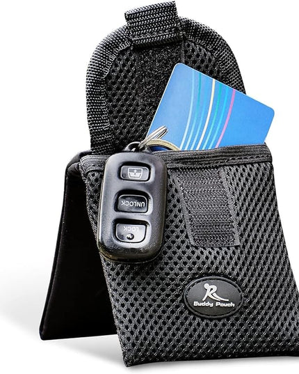 Running Buddy Mini Magnetic Belt Bag - Magnetic Quick-Attach Workout Belt - Water-Resistant Waist Bag - 3.75 x 4 in, Black
