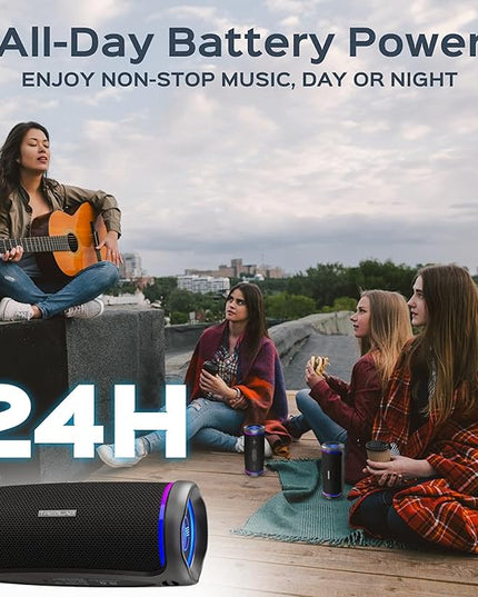 TREBLAB HD77 Bluetooth Speaker, 30W Portable Wireless Speaker with 360° Stereo Sound & Deep Bass, IPX7 Waterproof Outdoor Bluetooth Speaker, 20H Battery, TWS Pairing for Home, Beach, Pool, Camping