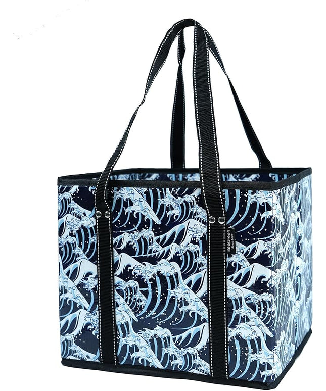 BeeGreen Large Waterproof Reusable Bags Christmas Heavy Duty Shopping Tote for Groceries Pool Gift with Webbing Handles