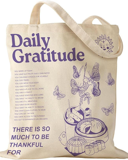 Aesthetic Canvas Tote Bag - Reusable Shoulder Tote Bag for Women Lady Casual Vacation, Shopping, Work, Gym