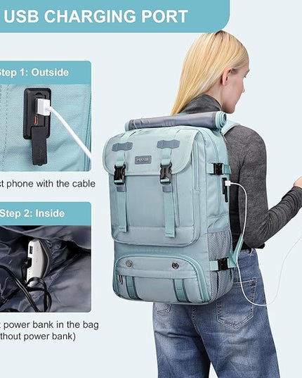 PIJUSHI Travel Backpack for Women Carry on Luggage Backpack Flight Approved Convertible Duffle Bag Fit 16 Inch Laptop(PE037 Blue)