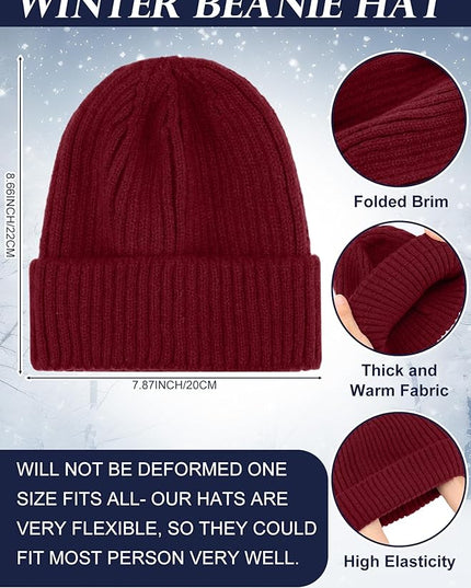 Chicingyou Winter Hats and Gloves Beanies Set Bulk Adults Women Men Unisex Knit Beanie Thermal Gloves for Homeless Gifts