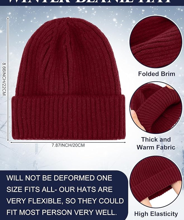 Chicingyou Winter Hats and Gloves Beanies Set Bulk Adults Women Men Unisex Knit Beanie Thermal Gloves for Homeless Gifts