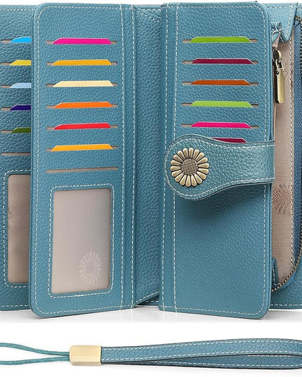 SENDEFN Wallets for Women Leather Credit Card Holder with RFID Blocking Large Capacity Wristlet | with RFID Blocking, Large Capacity, Wristlet, with RFID Blocking, Large Capacity, Wristlet