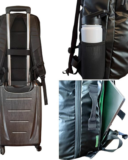COR Surf Carry On Travel Backpack | Island Hopper 2.0 Ultralight Airline Approved Personal Item Backpack | 28L Black | Waterproof Edition - FREE S-Clip Included