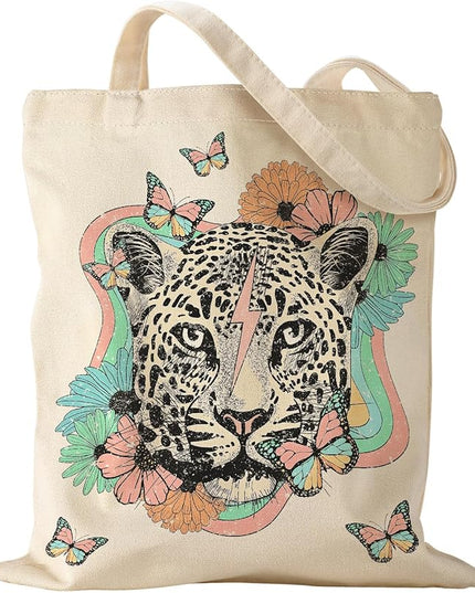 Aesthetic Canvas Tote Bag - Reusable Shoulder Tote Bag for Women Lady Casual Vacation, Shopping, Work, Gym