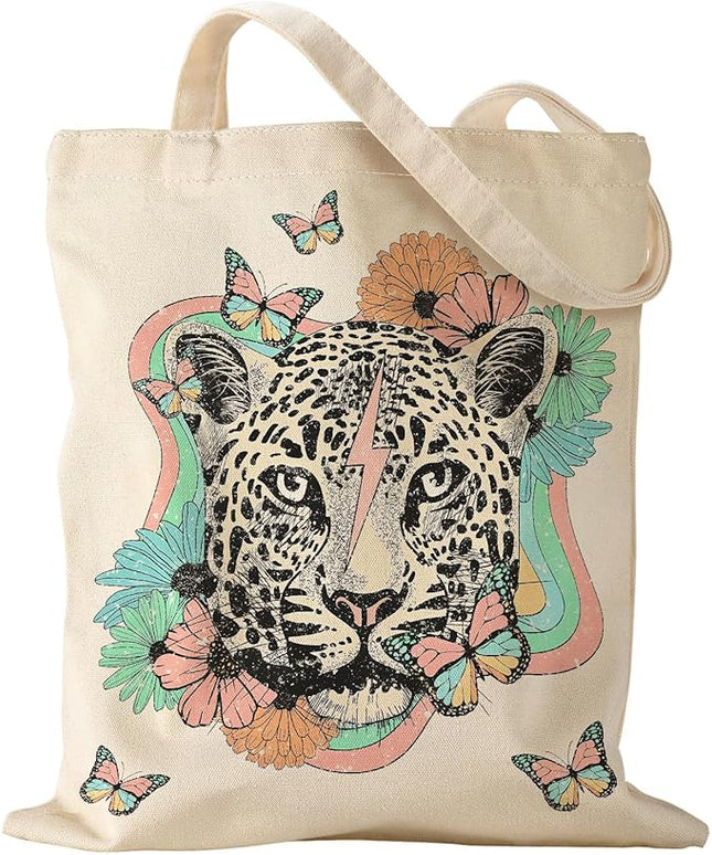 Aesthetic Canvas Tote Bag - Reusable Shoulder Tote Bag for Women Lady Casual Vacation, Shopping, Work, Gym