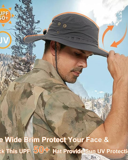 PLCWSCFV Plus Size XL XXL Sun Hats for Men Bucket Boonie UV Protection UPF50+ Waterproof Wide Brim Foldable Fishing Beach
