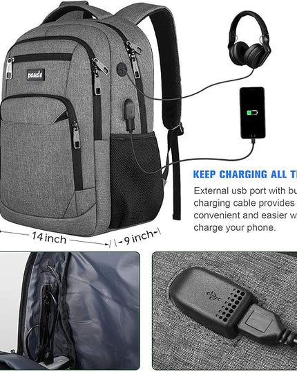 Paude Travel Backpack for Men and Women,17.3 inch School Backpack for Teens,Laptop Backpack with USB Charging port for Business College Trip