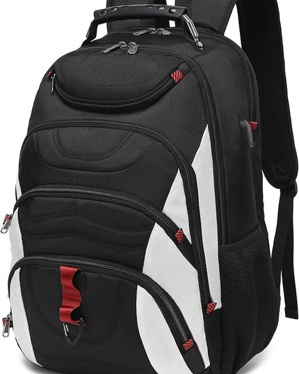 Boavan Laptop Backpack for men, 17.3 inch Laptop Bag with USB Port, Waterproof Travel Work Backpack Purse, Anti-Theft Teacher Nurse Doctor Casual Bookbags Office Business backpack，White