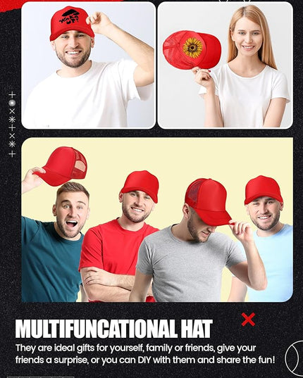 10 Pcs Sublimation Blank Trucker Hats Bulk Mesh Baseball Cap Polyester Mesh Trucker Hat for Men and Women