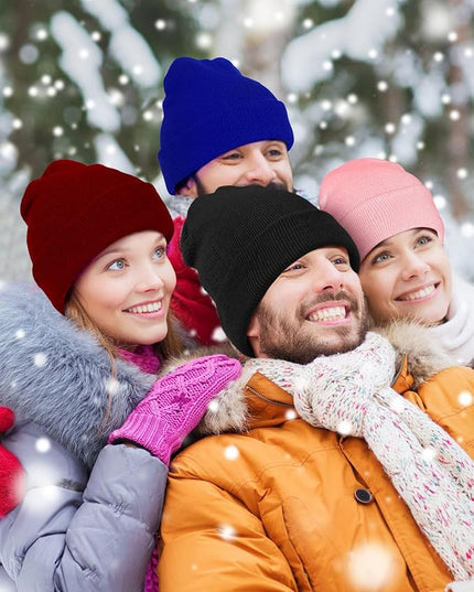 Jecery 120 Pcs Winter Beanie Hats Bulk for Unisex Women Men Homeless Donation Hats Warm Knitted Cuffed Toboggan Stretch Caps