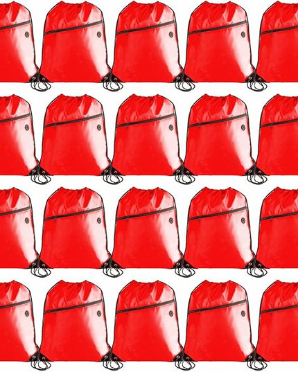 CODOBON Lightweight Drawstring Backpack with 2 Compartments – Holds 14" Laptop & Shoes | Foldable to Phone Size, Zip Pocket with Cable Port | Economical for Gym, Travel, Men Women (20, Red)