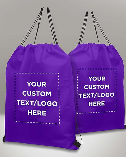 DISCOUNT PROMOS Custom Non-Woven Drawstring Backpacks Set of 10/50/100, Personalized Bulk Pack