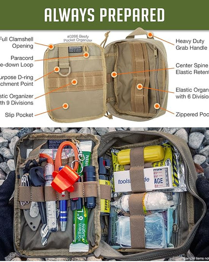 MAXPEDITION Beefy Pocket Organizer, Compact, MOLLE-Compatible, 1000D Nylon Tactical Pouch, Everyday Carry Tool and Gear Storage for Outdoor, Tactical, Survival, 0266