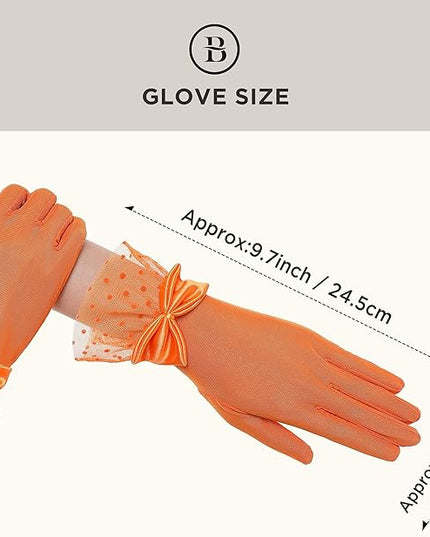 BABEYOND Lace Gloves for Women - Bow Short Prom Gloves Evening Elegant Accessories for Wedding Opera Party