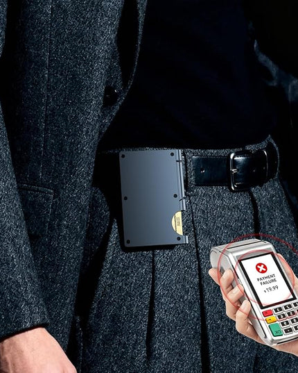 furid Slim Card Wallet for Men: Minimalist Metal Wallet with Money Clip - RFID Front Pocket Credit Card Holder for Work Business Travel - Gift for Father Husband Male Friend
