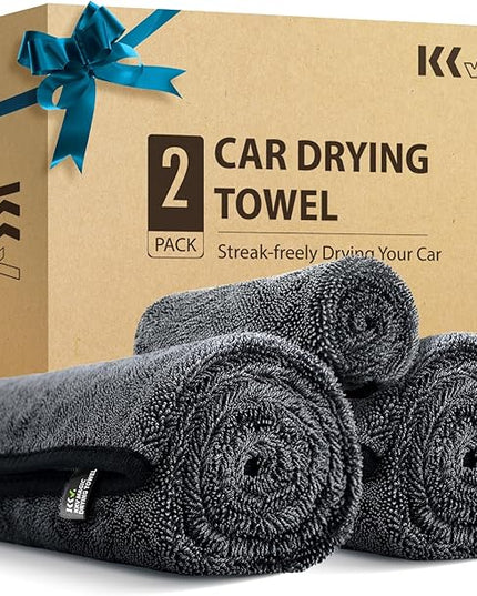 KKV 2-Pack Microfiber Towels (35"x 24") Extra Large Ultra Absorbent Drying Towel for Cars and Trucks, Without Streaks, Scratches, or Water Spots