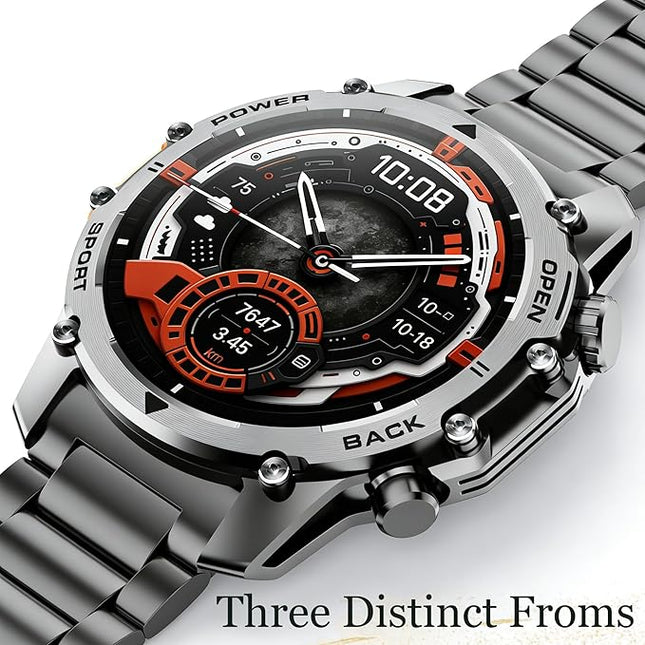 Hwagol Smart Watches for Men (Call/Notification),Two Style Kits,Military Smart Watch with Heart Rate/Sleep Monitor/Pedometer for Android and iOS,1.52''HD DIY Screen Fitness Tracker