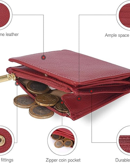 Oak Leathers Wallet For Women Full Grain Leather - Small RFID Coin Purse Credit Card & ID Holder for Ladies,Bifold Wallets for Teenager | Small, RFID, Coin Purse, for Ladies, for Teenager