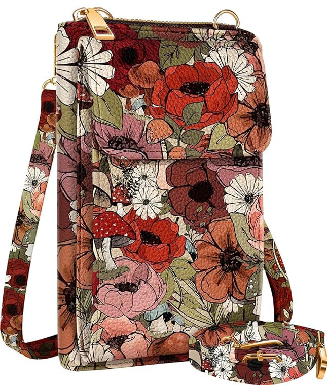 Cute Small Crossbody Purse Cell Phone Bags for Women - Leather Cellphone Wallet Purse with Shoulder Strap