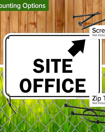 Site Office Up Right Arrow Sign, 12x18 Inches, 55 mil thick HDPS (high density polystyrene), Made in USA by My Sign Center