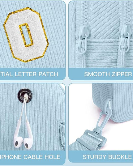 Viverte Small Corduroy Sling Bag Initial Crossbody Bag Fanny Pack for Girls Personalized Birthday Gifts for Teen Girls Gifts