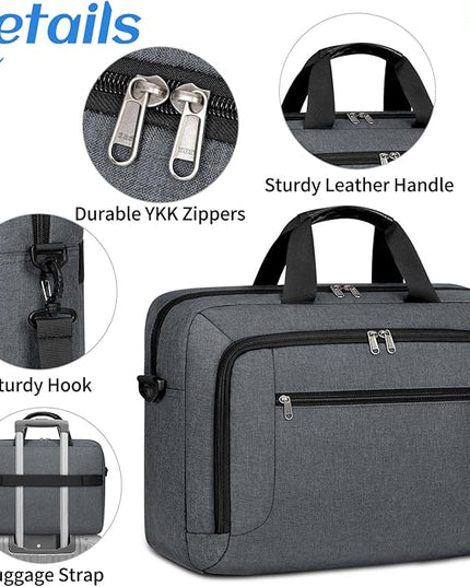 Dakuly Laptop Bag 17.3 Inch Laptop Briefcase Large Waterproof Laptop Case for Men Women Business Office Work Computer Bag 17 Inch Adjustable Shoulder Messenger Bag, Grey
