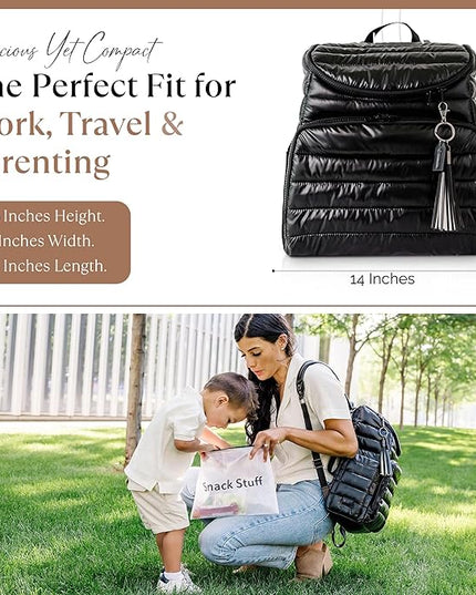 Citi Collective Gallery Diaper Bag Backpack - Casual Day-to-Day Backpack Fits 15" Laptop - Travel Bag with Multiple Compartments, Pockets, Portable Changing Pad, and Shoulder Strap-Black