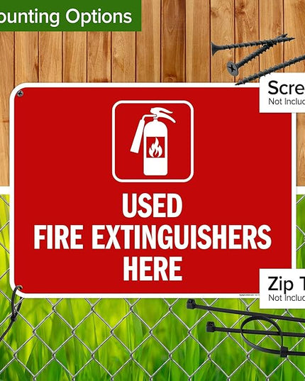 Used Fire Extinguishers Here Sign, 18x24 Inches, 55 mil thick HDPS (high density polystyrene), Made in USA by My Sign Center