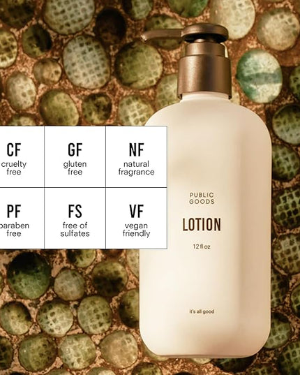 Public Goods Body & Hand Lotion for Women & Men | Natural Moisturizing Daily Lotion for Dry & Itchy Skin | Paraben & Sulfate Free | Made with Organic Essential Oils | Made in Canada | 12 Fl Oz Bottle