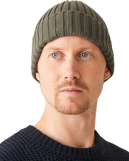CHARM Mens Cotton Fisherman Beanie - Ribbed Trawler Knit Cap Womens Slouch Hat