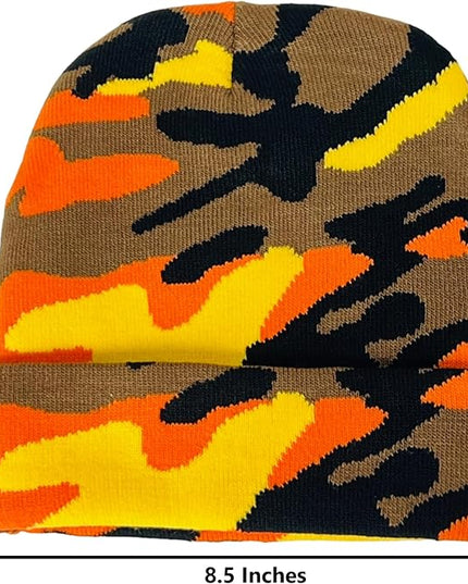 Super Soft Adult & Child Camo Print Winter Knit Beanie Set
