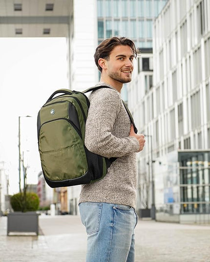 Swissdigital Design Business Laptop Backpack, College Laptops Backpack with USB Charging Port for Men and Women Fits 16 Inch Notebook, Olive | SD1670-26