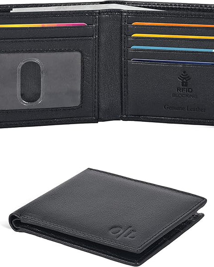 Oak Leathers Slim Leather Wallet for Men - RFID Wallets Credit Card Holder Ultra Thin Gift for Mens, Front Pocket Minimalist Design